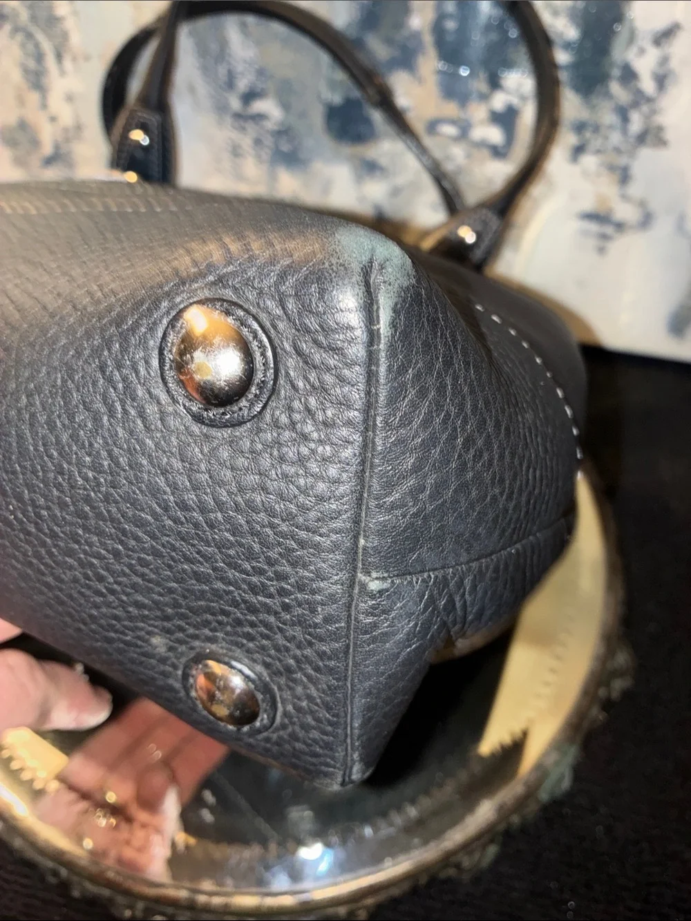 Genuine Coach Black Penelope Pebbled Leather Satchel with Silver Hardware